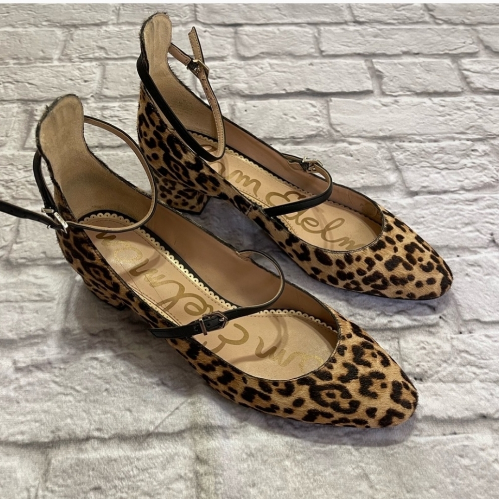Sam Edelman-Leopard Kitten Heel Strap Shoes